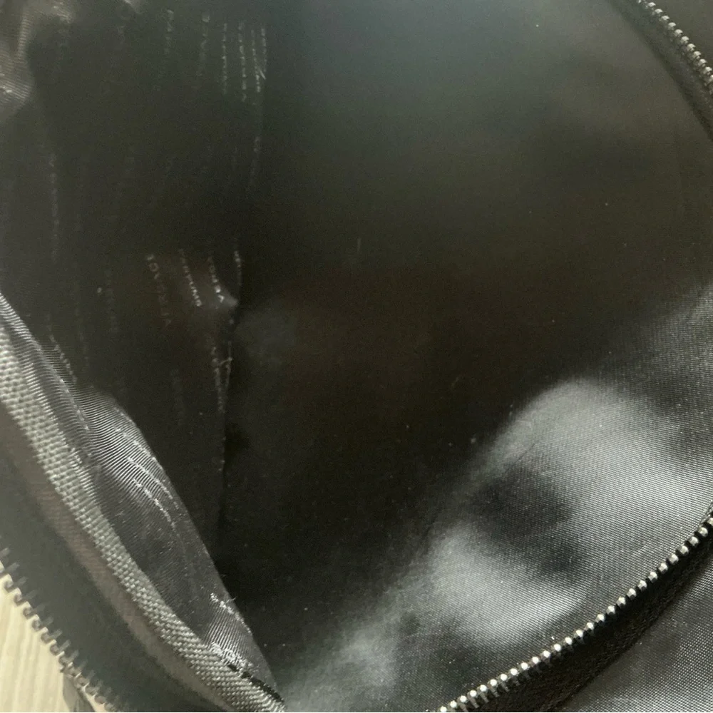 Versace Medusa head black faux patent leather nylon backpack